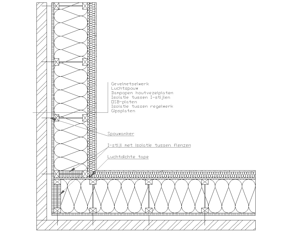 Tussengevoegde isolatie verdiepingsvloer Bouwknopen